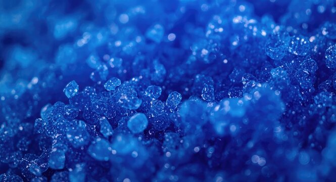Focused close view on striking blue aerogel particles displaying exceptional durability and lightweight benefits for multiple industries