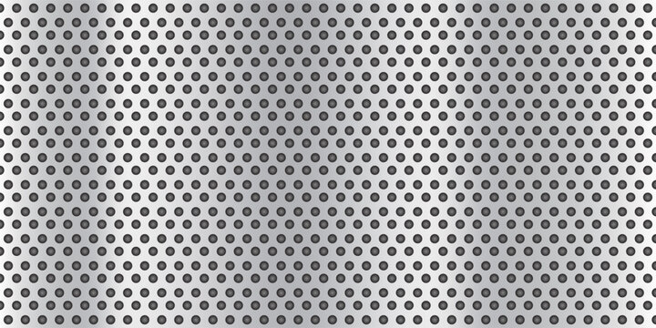 Vector conceptual gray abstract metal stainless steel aluminum perforated pattern texture mesh background as metaphor to industrial, abstract, technology, grid, silver, grate, spot, grille surface