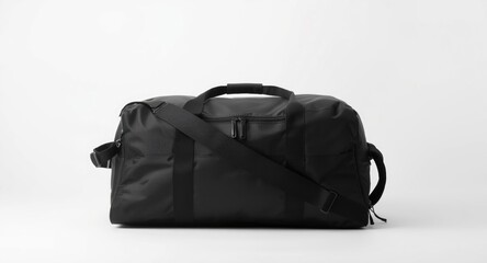 Naklejka premium Fully unzipped travel bag on smooth white photography background