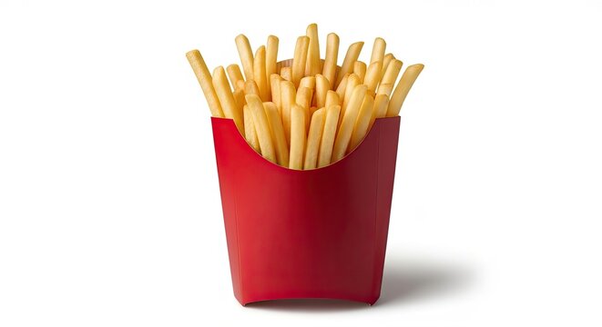 Mockup of delicious french fries in a red container for food advertising and marketing