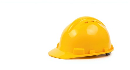 Fototapeta premium Engineer with yellow hard hat on pure white background