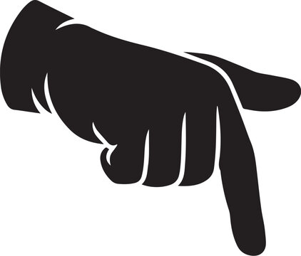 Black hand pointing down silhouette finger