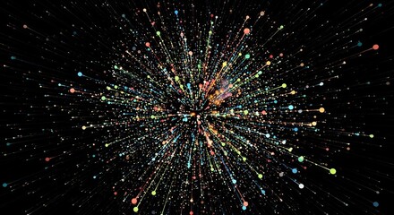 Fototapeta premium Explosion of Colorful Lights in the Dark Night Sky.