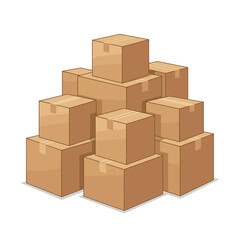 Fototapeta premium Pile of cardboard boxes stacked together for packaging or shipping 