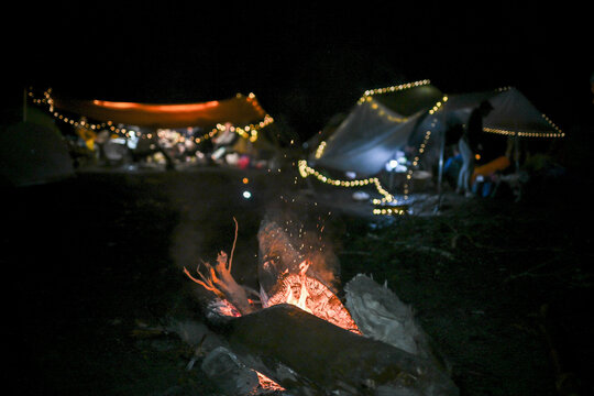 Camping On Beautiful Valley Of Taluowan River With Natural Hot Springs At Lu-Shan(Lushan), Mahaipu And Jing Ying, Ren'ai, Nantou, Taiwan