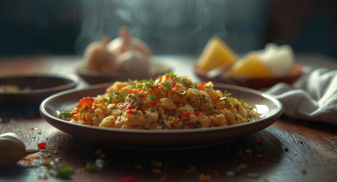Savory Hibes dish prepared with tahini lemon juice and garlic flavors