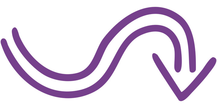 Vector illustration of double-lined hand-drawn arrow 6 (purple)