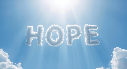Fototapeta premium Radiant sun casting light on words shaped from soft clouds