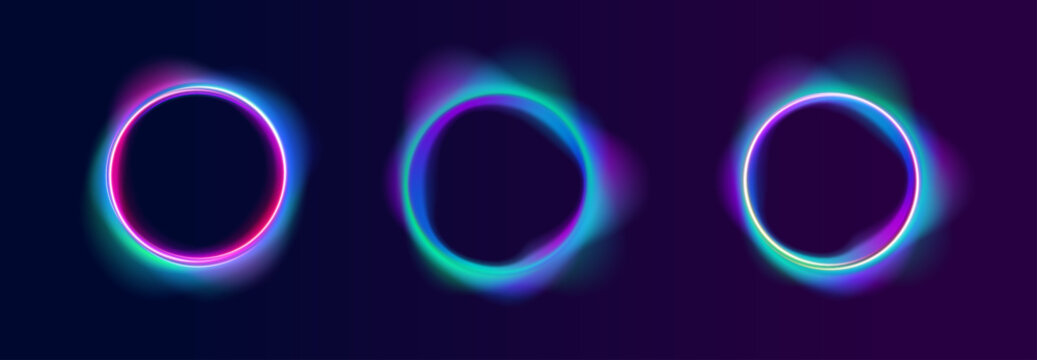 Neon spiral rings expand with smooth gradient colors on white PNG background. Flowing lines create motion and energy. Perfect for dynamic abstract visuals.