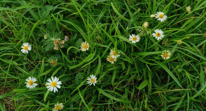 Healthy craches flowers blooming amid vibrant grass with copy space
