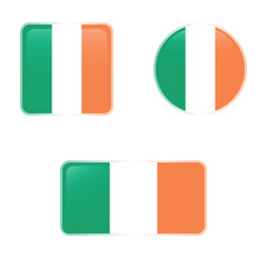 Fototapeta premium Ireland glossy icons set, national flag of the Ireland