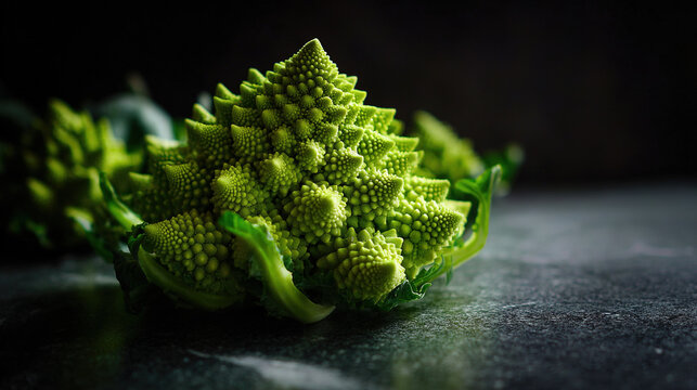 Close-up of vibrant green cauliflower with detailed texture