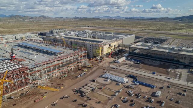 Drone Hyperlapse of TSMC Fab 21 Production Ramp and Solar Infrastructure