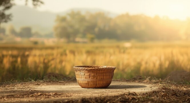 Functional bamboo threshing basket showcasing time-honored weaving craftsmanship and durable design