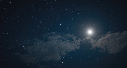 Fototapeta premium nocturne background with sparkling stars a radiant moon and subtle cloud formations
