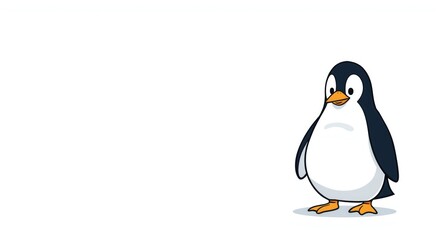 Fototapeta premium Intelligent penguin character in a cartoon style analyzing data carefully on a white background