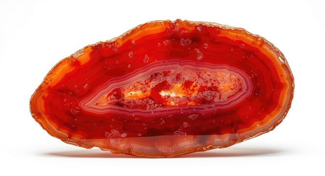 Computer AI generated red agate mineral emphasizing color banding and clarity