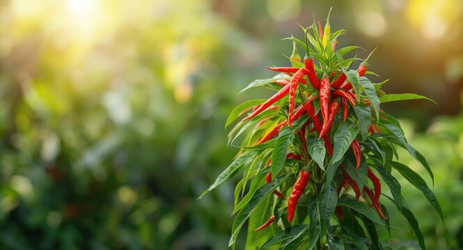 A diverse plant with various red chili peppers including Chile de arbol and Malagueta types