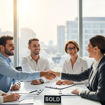 Successful business deal - Handshake seals the agreement.