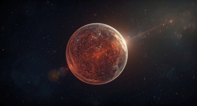 Astronomical 3D visualization of glittering gem inspired exoplanets