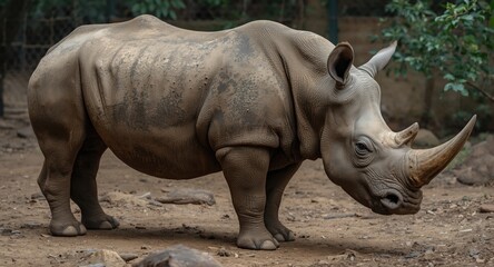 Obraz premium Protective Actions Needed for Javan Rhinoceros Listed as Critically Endangered