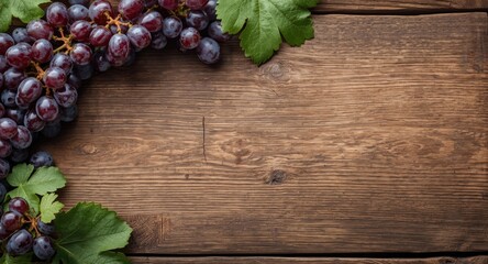 Naklejka premium Seedless grape fruits grouped on traditional wooden barrel