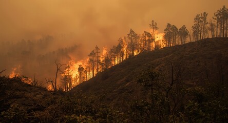 Obraz premium Environmental consequences of human-started forest fires