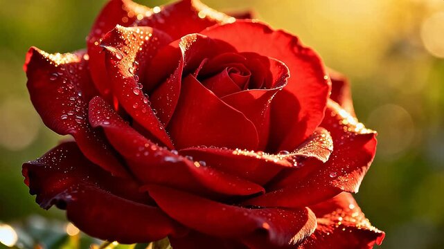 Red rose with water droplets