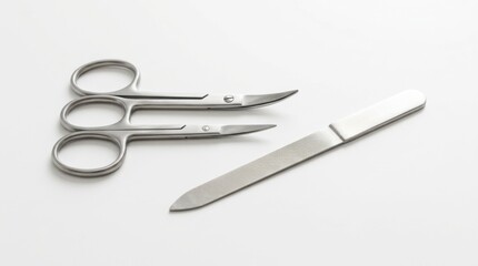 Obraz premium Manicure Scissors and Nail File Isolated on White