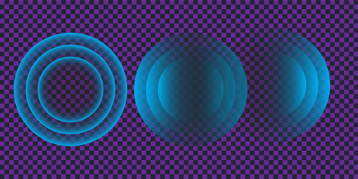 Wifi wave light effect. Radar sensor, beep technology, digital sign.Transparent neon circle symbol. wireless internet connection. Radar or sonar with wireless technology emitting a light effect