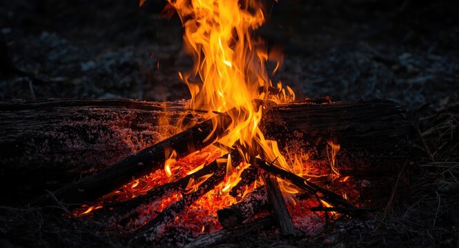 Log consumed by seasonal fire during holidays