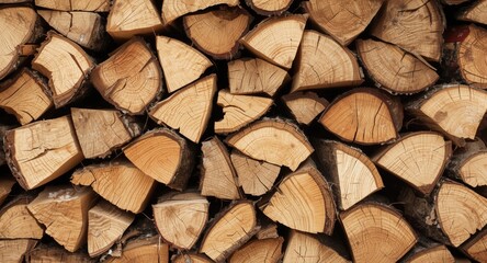 Fototapeta premium Processed beech timber cuttings set for kindling fires and extra heat