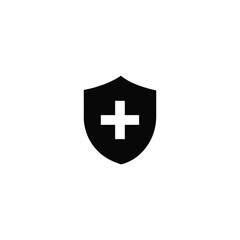 Fototapeta premium Medical Protection Shield Icon with Plus Sign for Healthcare and Safety