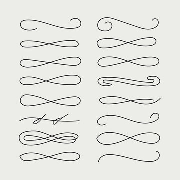 Collection of 16th to 19th century style calligraphy swashes and flourishes