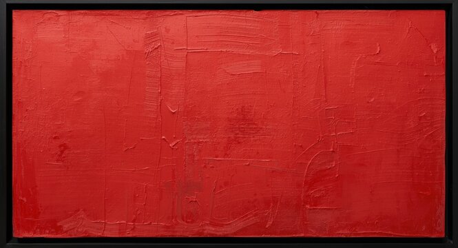 Simple yet vibrant painting with rich red backdrop and defined black framing