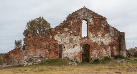 Historic stronghold in decay with visible erosion damage