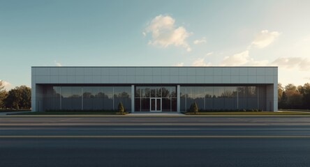 Fototapeta premium Exterior modern building with open clear road and visible copy space
