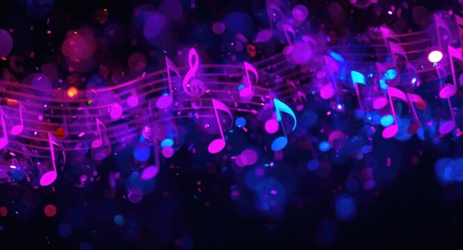 bright and colorful music background displaying note variety