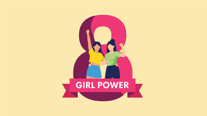 Obraz premium Powerful illustration of women raising their fists, embodying 