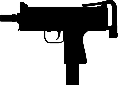 Simple uzi submachine gun silhouette vector icon