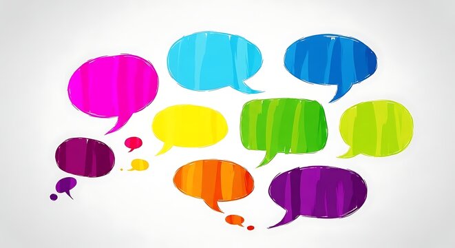 Colorful Speech Bubbles Representing Communication and Ideas.