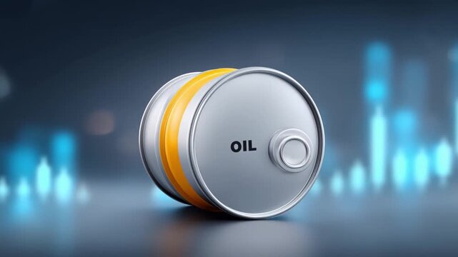 Oil barrel with yellow stripe represents volatility and hedging strategies trade for market risk management and stable oil market