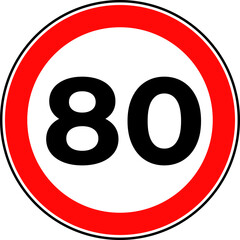 Speed Limit 80 Sign, 80 Speed Limit Sign © Oualid