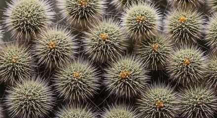 Obraz premium Close-up Macro View of Spiky Green Cactus Flowers in Full Bloom.