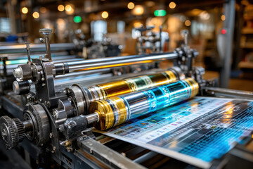 Obraz premium Printing process in a modern printing facility during daytime hours