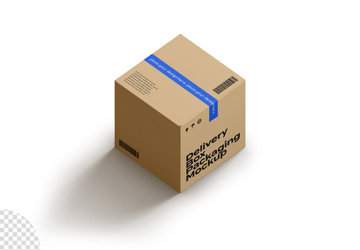 Mailer Delivery Box Packaging with Tape Mockup Isolated