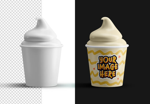 Ice Cream Dessert Cup Mockup Isolated