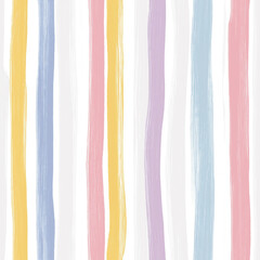 Naklejka premium Seamless pattern, vertical pastel watercolor brush strokes forming a seamless striped pattern on white background for soft designs