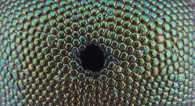 Extreme Macro View of an Insect Eye Compound Structure.