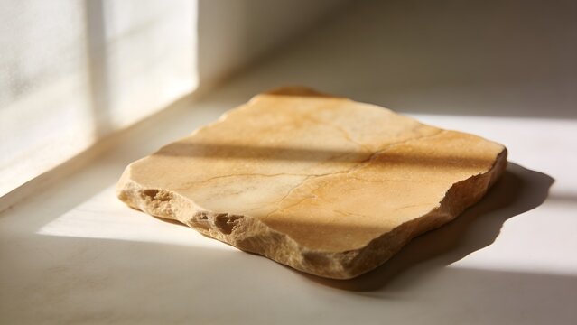 Warm Sandstone Flat Lay Background with Soft Window Light, Natural Minimalist Texture for Product Display
